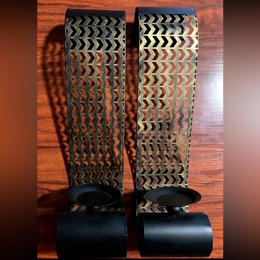 Elegant Black and Gold Candle Holders